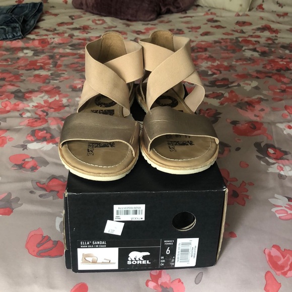 sorel ella sandal warm gold